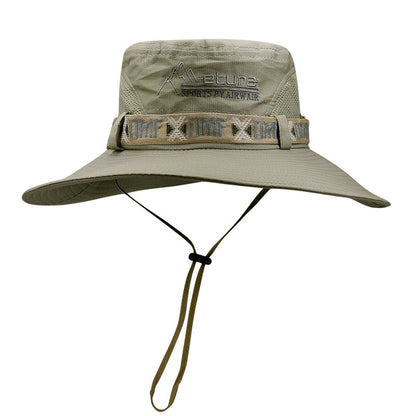 Summer Men Bucket Hat | Outdoor UV Protection Wide Brim Panama Safari Hunting Hiking Hat | Mesh Fisherman Hat Beach Sunscreen Cap