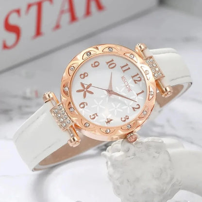 10pcs Women's Watch Set Fashion Casual Round WOMEN'S Quartz Watch Fashion Hairpin Earrings Necklace Ring Watch Set