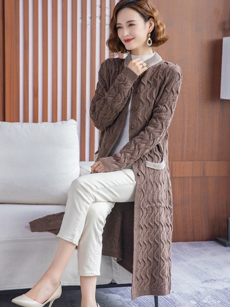 New Fashion Korean Style Long All-match Streetwear Coat Top Casual Single-breasted Women's Sweater Long Sleeve