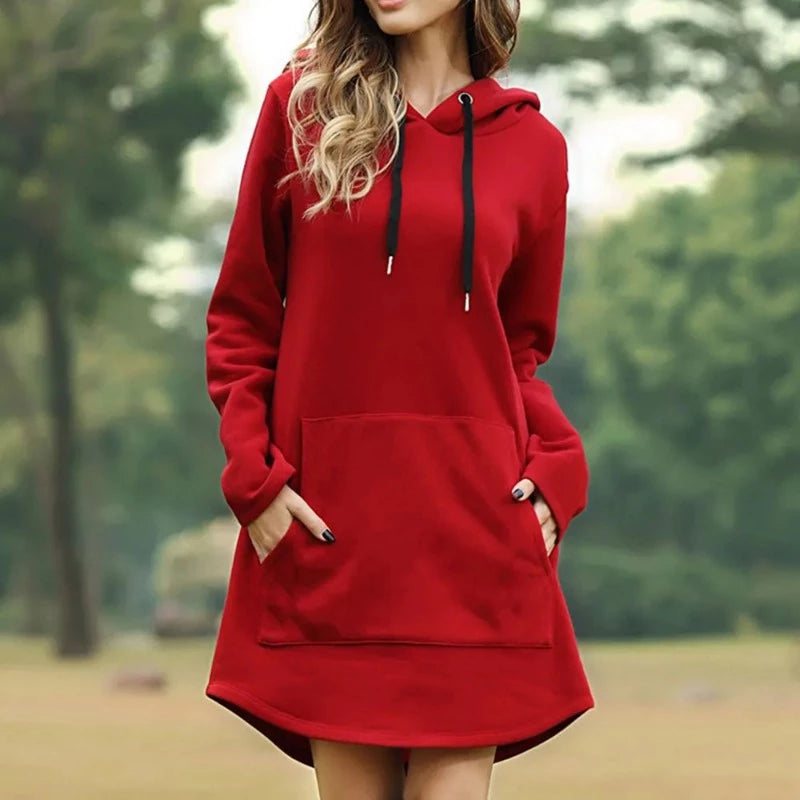 Get Comfy in Style with Casual Long Hoodies for Women Loose Fit, Oversized with Pockets - Your Go-To Hoody Dress Pullover, Perfect for Casual Fashion and K-Pop Inspired Looks