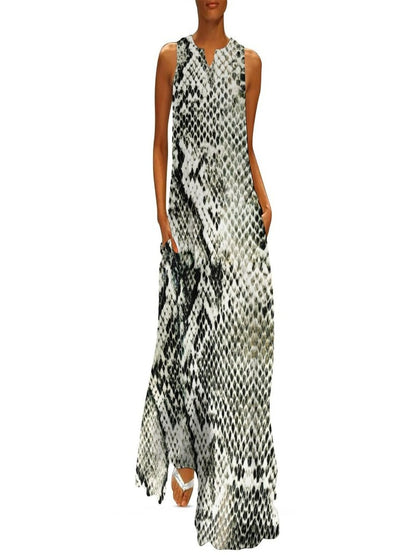 Snake skin Python Dress Summer Animal Skin Print Fashion Bohemia Long Dresses Ladies Custom Vintage Maxi Dress Big Size 4XL 5XL