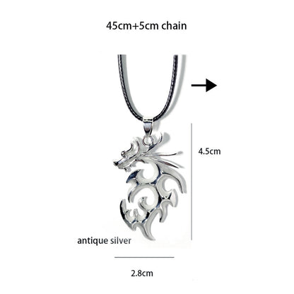 Luminous Dragon Necklace Glowing Night Fluorescence Antique Harajuku Style Silver Plated Glow In The Dark Necklace for Men Women Party Hallowen