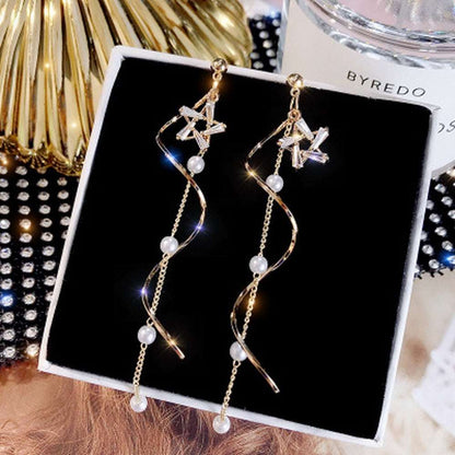 Boho Gold Earrings 2023 Trendy Earrings style Crystal Pearl