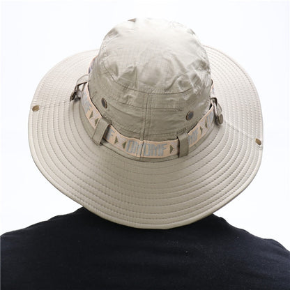 Summer Men Bucket Hat | Outdoor UV Protection Wide Brim Panama Safari Hunting Hiking Hat | Mesh Fisherman Hat Beach Sunscreen Cap