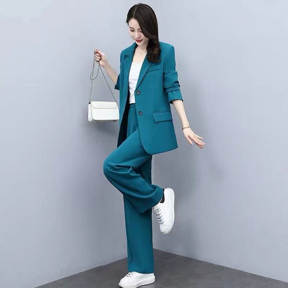 chic and versatile Spring Autumn Thin Women's Blazers Long Pants 2 Piece Set – a fashionable Korean office lady ensemble comfort office outfits