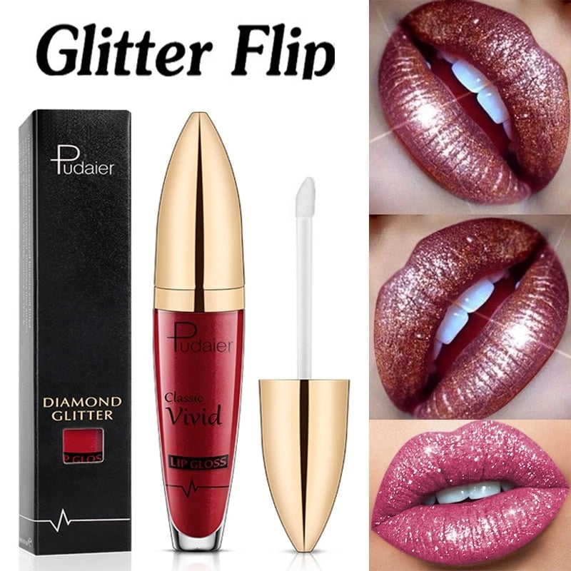 Matte Glitter Liquid Lipsticks Diamond Shiny Lip Gloss Waterproof Long Lasting Pearl Lipgloss