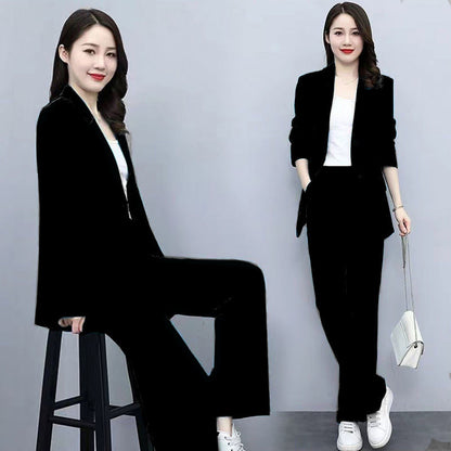 chic and versatile Spring Autumn Thin Women's Blazers Long Pants 2 Piece Set – a fashionable Korean office lady ensemble comfort office outfits