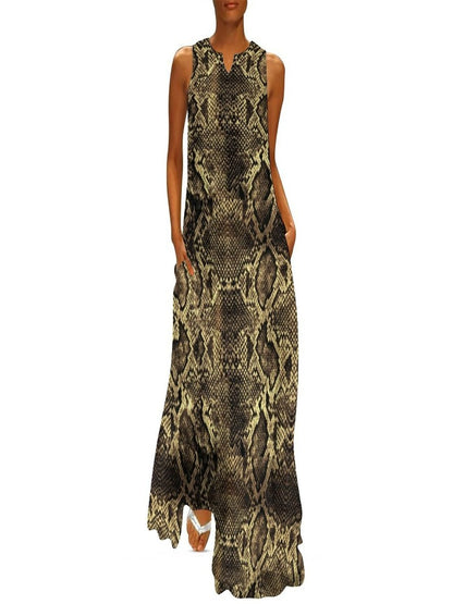 Snake skin Python Dress Summer Animal Skin Print Fashion Bohemia Long Dresses Ladies Custom Vintage Maxi Dress Big Size 4XL 5XL