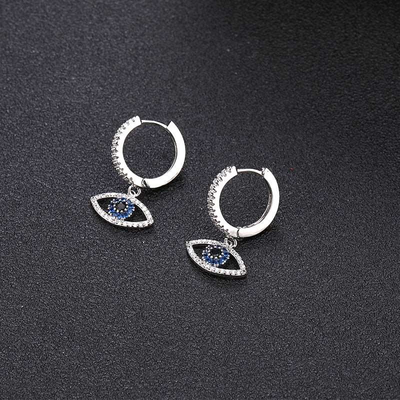 Blue Crystal Turkey Evil Eye  Bohemian Earrings