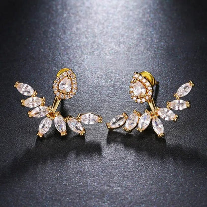 Luxury Trendy Marquise Flower Full Mirco Paved Crystal Zircon Naija Wedding Drop Earring 