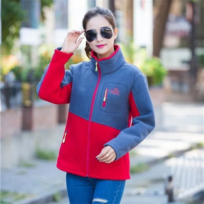 New Korean Women's Thickened Plush Fleece Coat Loose Zip Embroidered Jacket, Sweatershirt for Young and Middle-aged Females