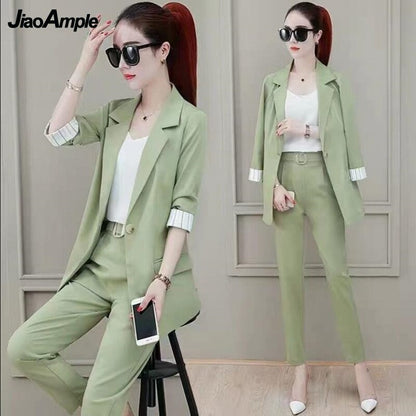 Modern Elegance Women Three-Piece Fashion office Suit Set - Professional Wear with a Touch of Korean Sophistication