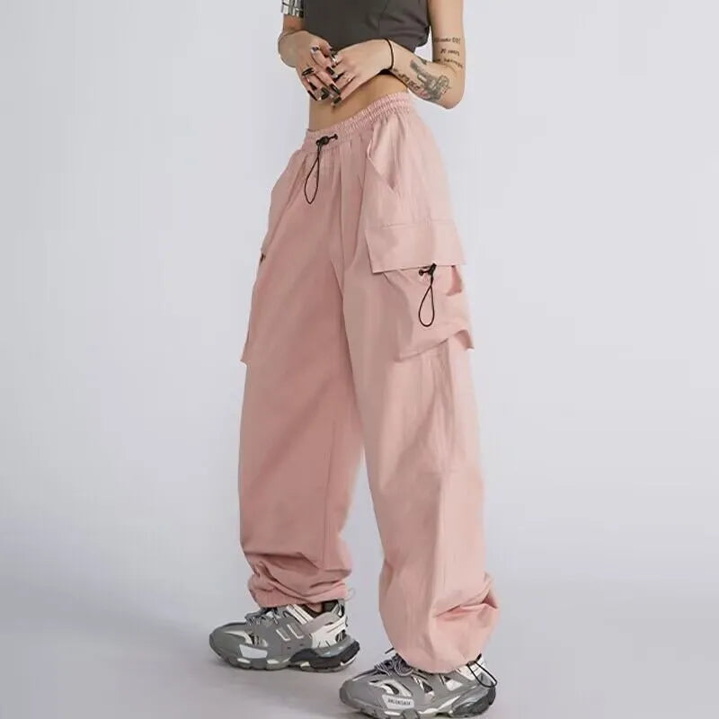 Cargo Pants Women Baggy Trousers 2024 Fall Streetwear Oversized Pants Vintage Casual Elastic Waist Loose Sweatpants Women