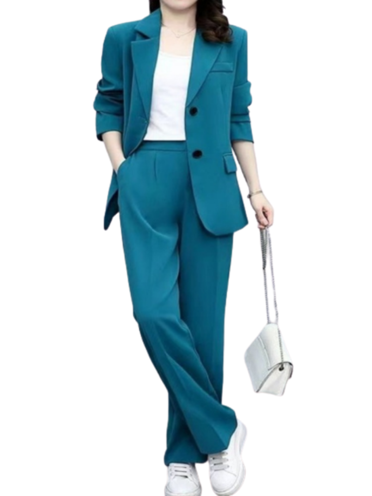 chic and versatile Spring Autumn Thin Women's Blazers Long Pants 2 Piece Set – a fashionable Korean office lady ensemble comfort office outfits