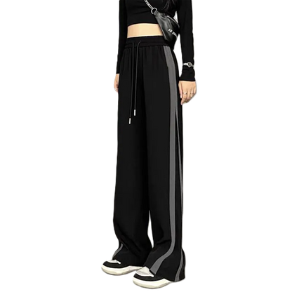 Fashion Side Stripe Patchwork Streetwear Sweatpants Spring Autumn Women's Casual Straight Wide Leg Trousers Loose Harajuku Pants