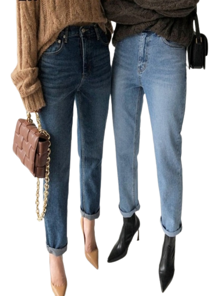 Stylish Streetwear Vintage Women's Denim Blue Jeans - Autumn Winter High Waist Loose Trousers - Straight Leg Jeans Pants