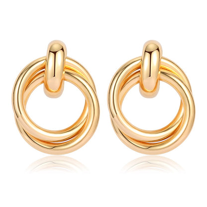 Luxury Hoop Earrings Gold Plating Vintage Geometry 2023 Trendy Fashion Female Jewelry