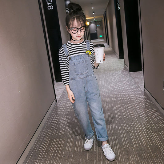 Spring Autumn Kids Girl Jeans Overalls For Teens Denim Rompers Child Denim Jumpsuits Children Jeans Pants for Girls Overalls