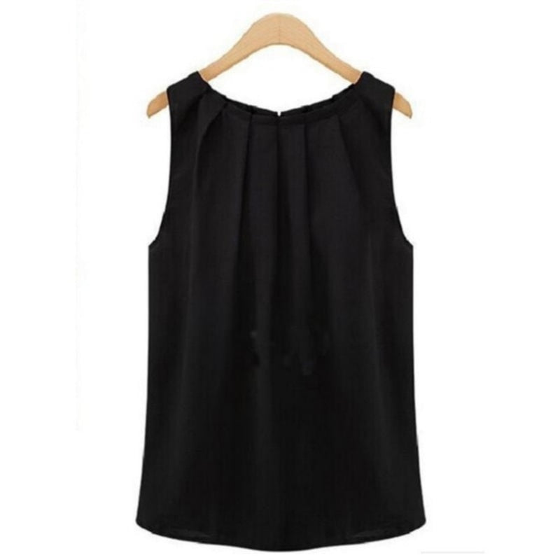 2023 New Summer Blouse Fashion Sleeveless Round Neck Chiffon Dress