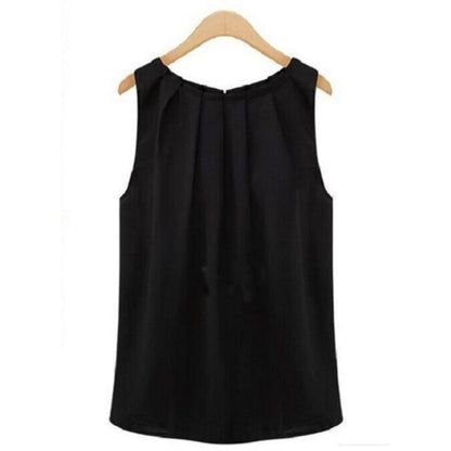 2023 New Summer Blouse Fashion Sleeveless Round Neck Chiffon Dress