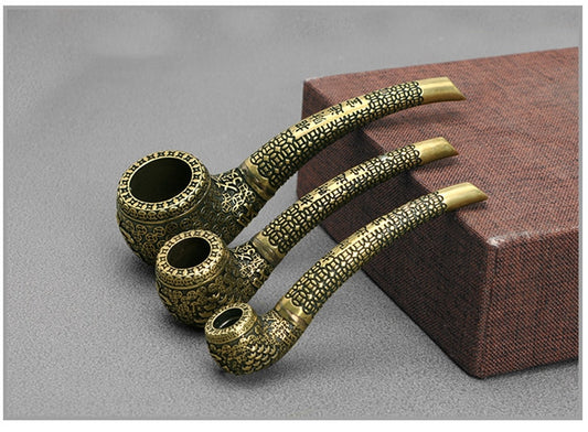 Pure Copper Ingot Lucky Tobacco Pipe Hand Made Brass Fortune And Treasure Smoking Pipe Mouthpiece Cigarette Husband Father Gift