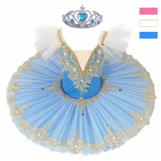 Professional Ballet Tutu Girls Blue Pink Platter Pancake Tutu Ballerina Party Dress Adult Women Child Kids Ballet Dance Costume