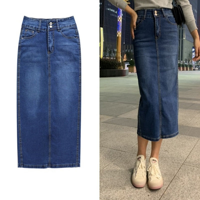 Denim Skirt Long Straight Pencil Skirts Women Summer Blue Vintage Skirt Jeans Women Denim Long Skirts For Women Summer