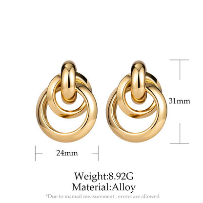 Luxury Hoop Earrings Gold Plating Vintage Geometry 2023 Trendy Fashion Female Jewelry