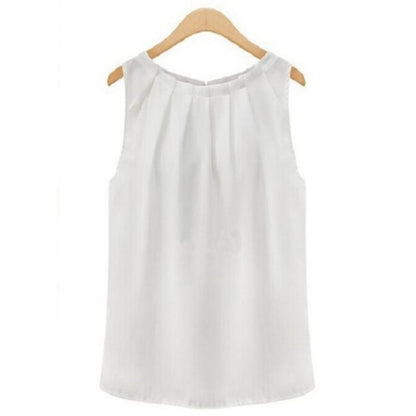 2023 New Summer Blouse Fashion Sleeveless Round Neck Chiffon Dress