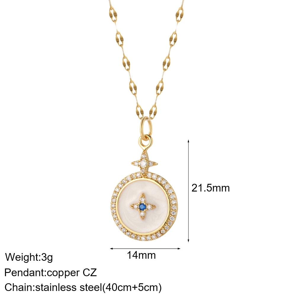 Heart Evil Blue Eye Sun Necklaces for Women