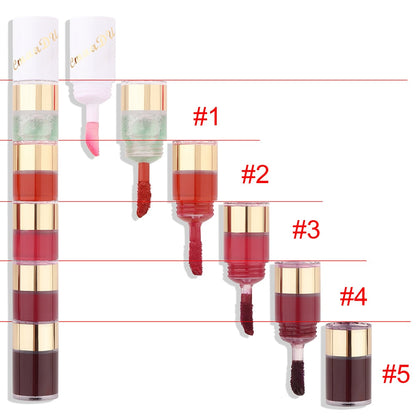 5 In 1 Matte Lipstick Velvet Sexy Red Lip Tint Long Lasting Non-stick Cup Lip Gloss Set Lip Oil Female Makeup Cosmetic Kit