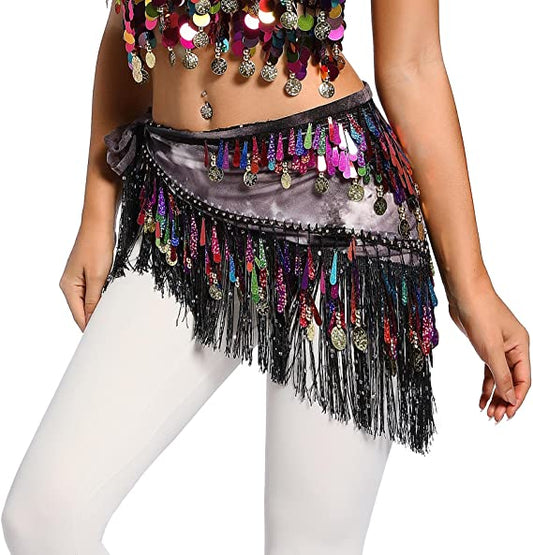 Oriental Coins Belt Women Belly Dance Costumes Accessories Sequin Tassel Hip Scarf Belly Dance Belt Hip Scarf Bellydance