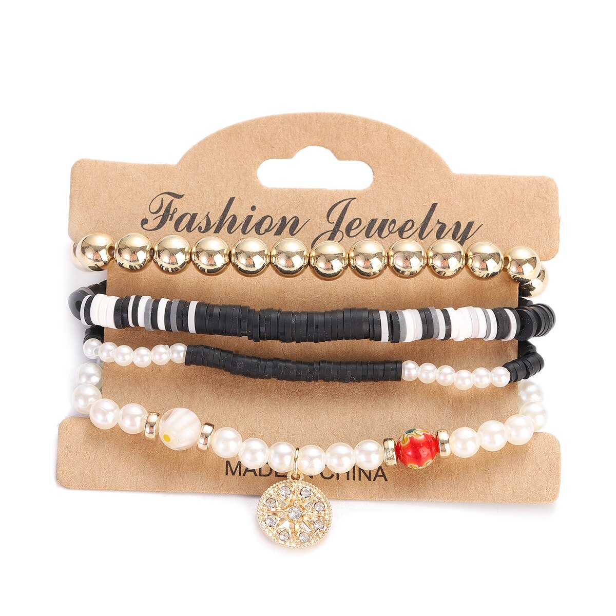 Vintage Bohemia Women Bracelets Set with Stone Beads and Tassel Pendants Bracelets 4Pcs/Lot