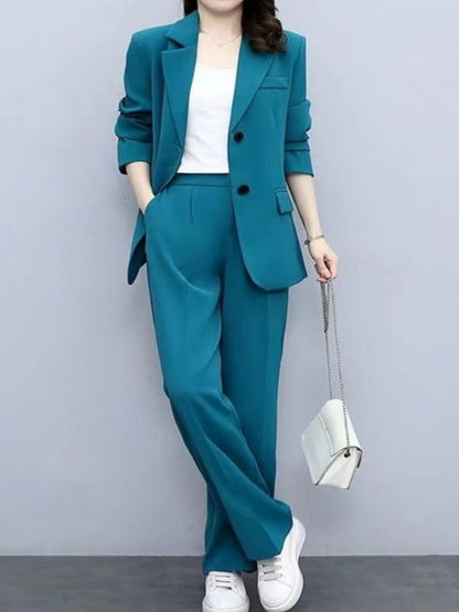 chic and versatile Spring Autumn Thin Women's Blazers Long Pants 2 Piece Set – a fashionable Korean office lady ensemble comfort office outfits