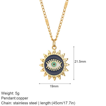 Heart Evil Blue Eye Sun Necklaces for Women