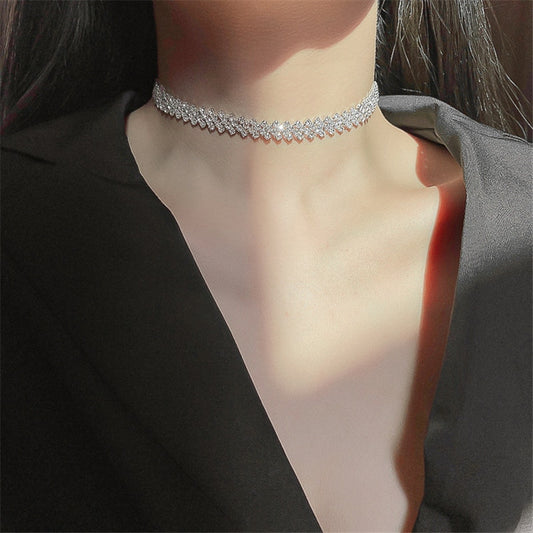 Fashion Full Rhinestone Choker Necklaces for Women Geometric Crystal Necklaces for Weddings Party Gifts