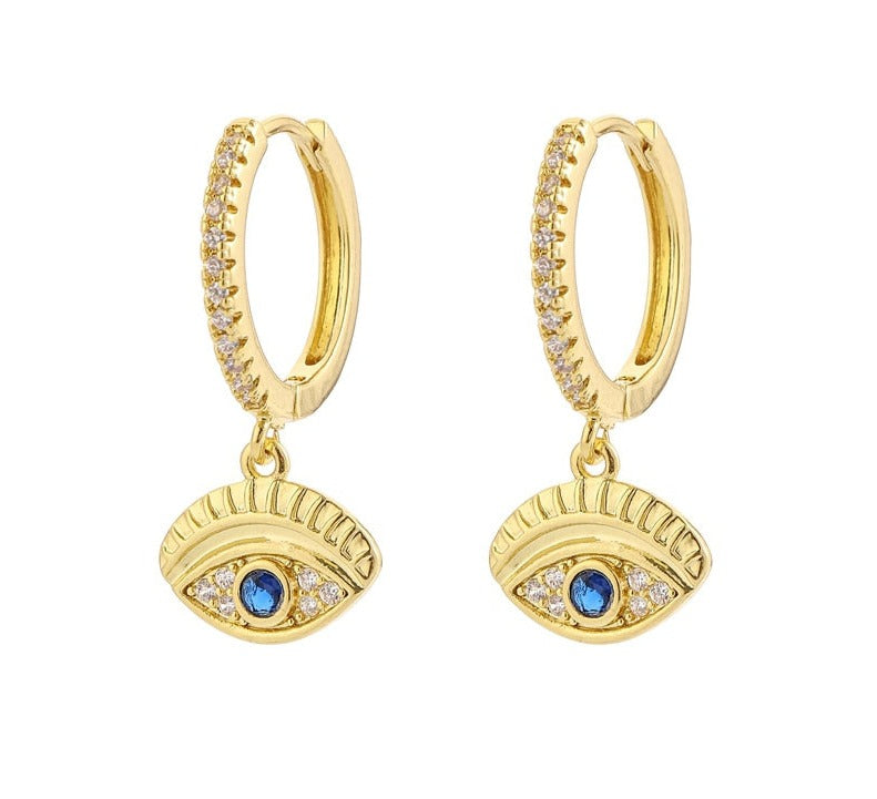 Blue Crystal Turkey Evil Eye Bohemian Earrings