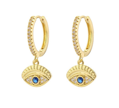 Blue Crystal Turkey Evil Eye Bohemian Earrings