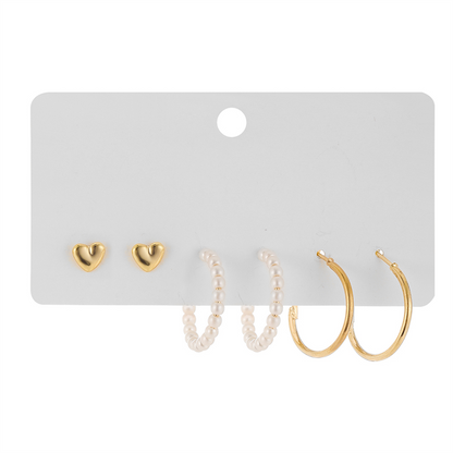 Trendy Jewerly 2023 Accessories 17 KM Gold Color Pearl Hoop Earrings Set for Women Girls