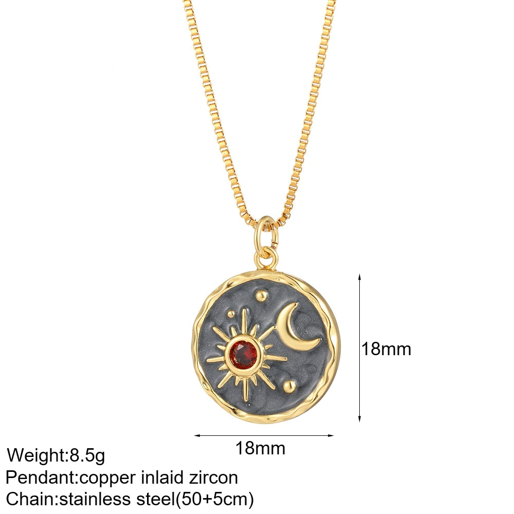 Heart Evil Blue Eye Sun Necklaces for Women