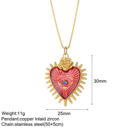 Heart Evil Blue Eye Sun Necklaces for Women