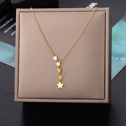 Star Moon Butterfly Pendant Multilayer boho Chain Choker Necklaces For Women