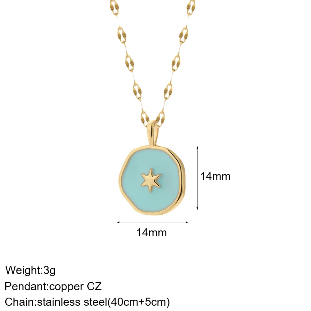 Heart Evil Blue Eye Sun Necklaces for Women