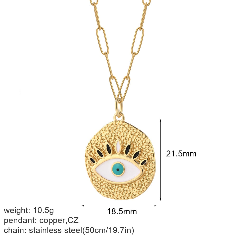 Heart Evil Blue Eye Sun Necklaces for Women