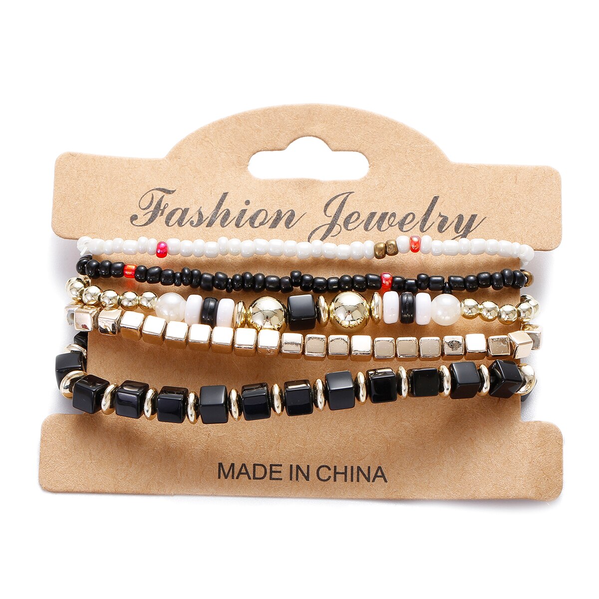 Vintage Bohemia Women Bracelets Set with Stone Beads and Tassel Pendants Bracelets 4Pcs/Lot