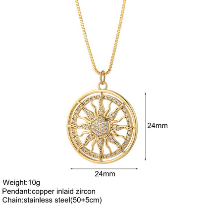 Heart Evil Blue Eye Sun Necklaces for Women