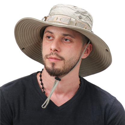 Summer Men Bucket Hat | Outdoor UV Protection Wide Brim Panama Safari Hunting Hiking Hat | Mesh Fisherman Hat Beach Sunscreen Cap