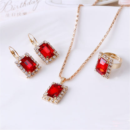 Exquisite Double Heart Necklace Earrings Bracelet Jewellery Gift Set