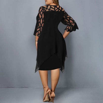 New Elegant Lace Mesh Sexy Hollow Out Oversize Dress Loose Casual Vestidos