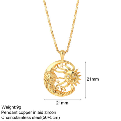 Heart Evil Blue Eye Sun Necklaces for Women